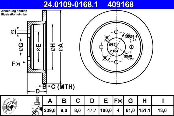 ATE 24.0109-0168.1 Brake Disc