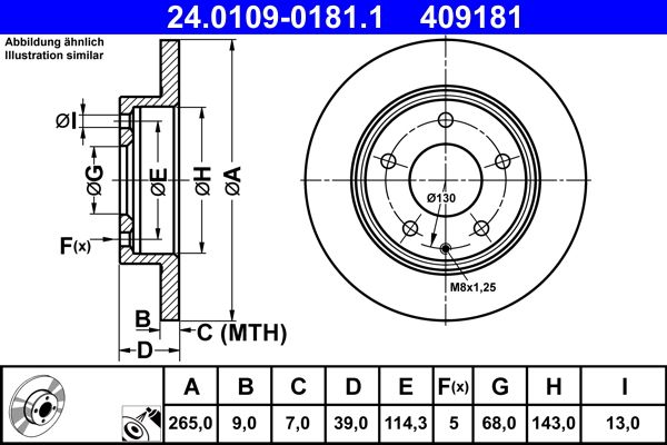 ATE 24.0109-0181.1 Brake Disc