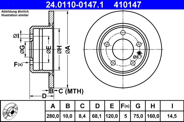 ATE 24.0110-0147.1 Brake Disc