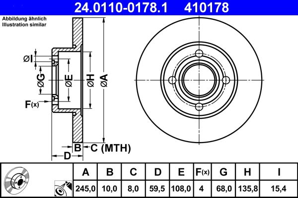 ATE 24.0110-0178.1 Brake Disc