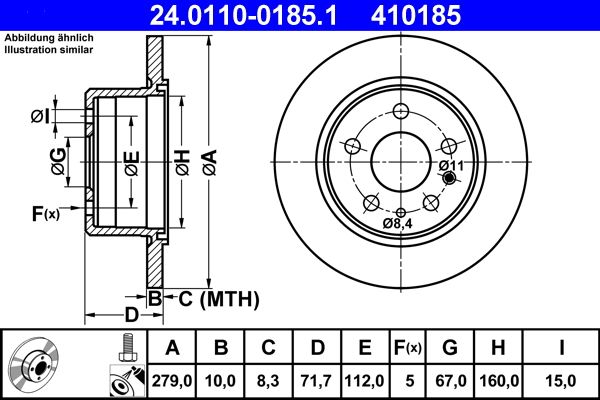 ATE 24.0110-0185.1 Brake Disc