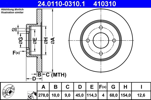 ATE 24.0110-0310.1 Brake Disc