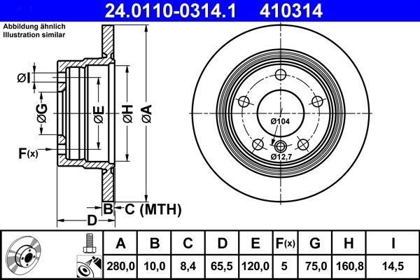 ATE 24.0110-0314.1 Brake Disc
