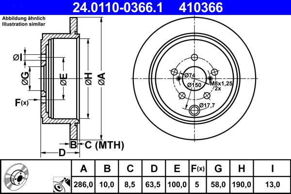 ATE 24.0110-0366.1 Brake Disc