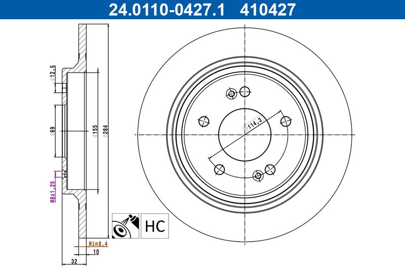ATE 24.0110-0427.1 Brake Disc