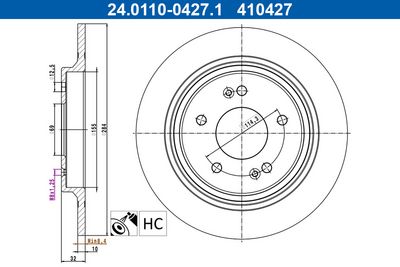 Brake Disc ATE 24.0110-0427.1
