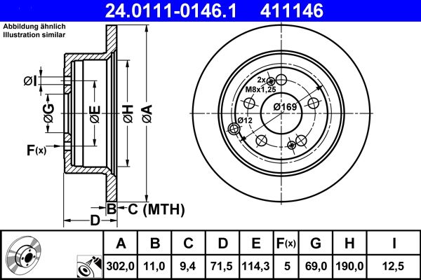 ATE 24.0111-0146.1 Brake Disc