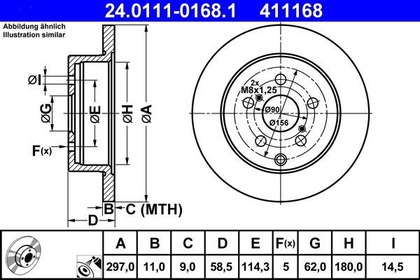 ATE 24.0111-0168.1 Brake Disc