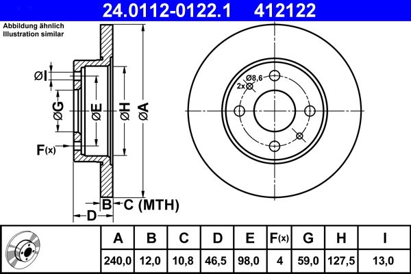 ATE 24.0112-0122.1 Brake Disc