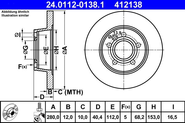 ATE 24.0112-0138.1 Brake Disc