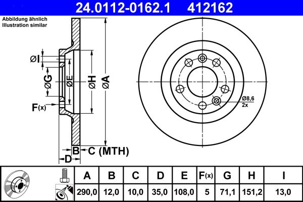 ATE 24.0112-0162.1 Brake Disc
