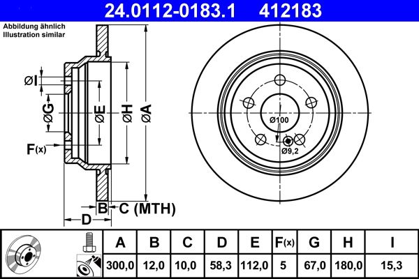 ATE 24.0112-0183.1 Brake Disc