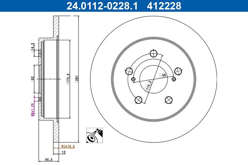 ATE 24.0112-0228.1 Brake Disc