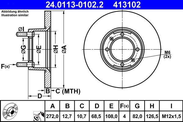 ATE 24.0113-0102.2 Brake Disc