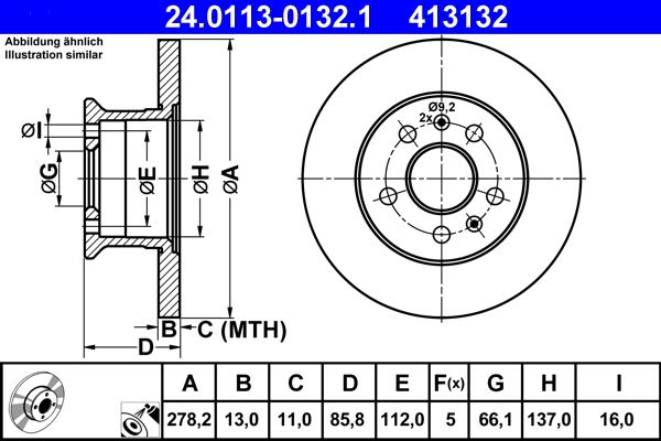 ATE 24.0113-0132.1 Brake Disc