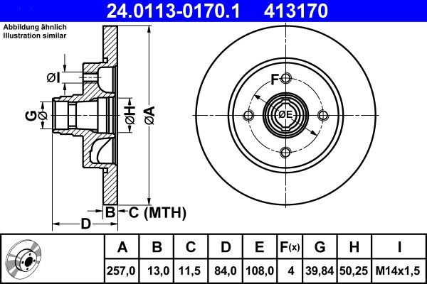ATE 24.0113-0170.1 Brake Disc