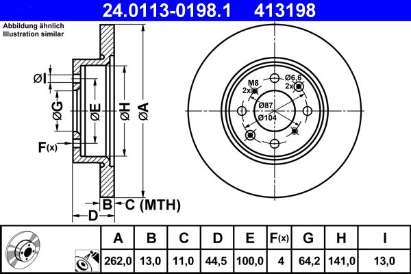 ATE 24.0113-0198.1 Brake Disc