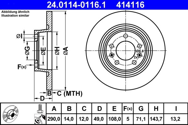 ATE 24.0114-0116.1 Brake Disc