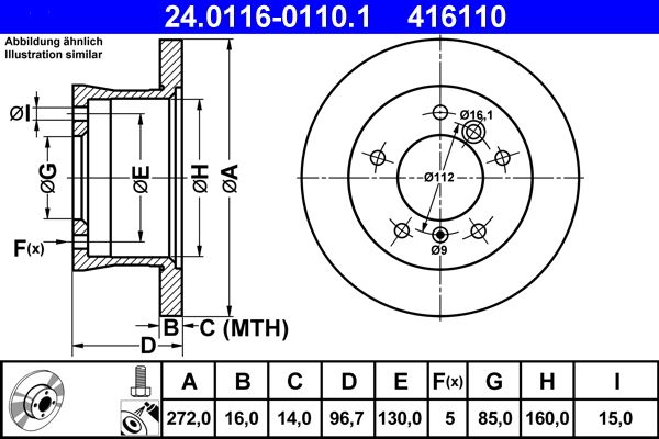 ATE 24.0116-0110.1 Brake Disc