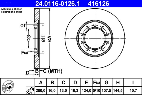 ATE 24.0116-0126.1 Brake Disc