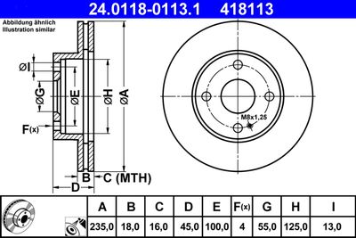 Brake Disc ATE 24.0118-0113.1