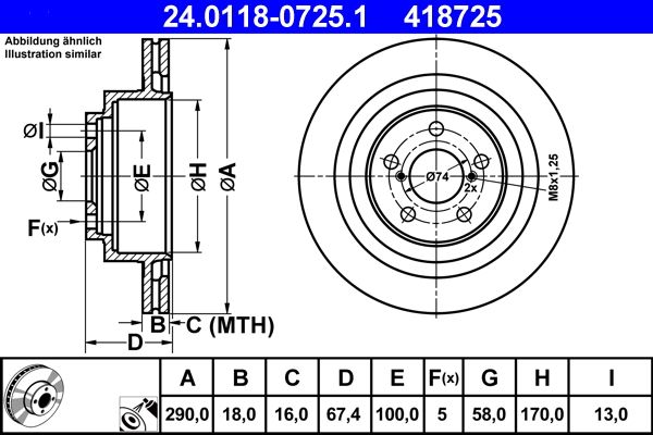 ATE 24.0118-0725.1 Brake Disc