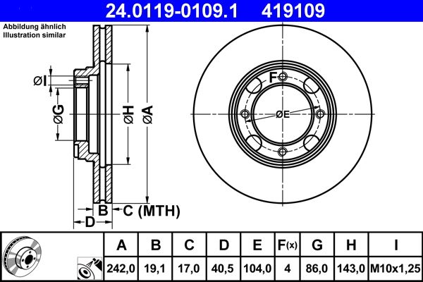 ATE 24.0119-0109.1 Brake Disc