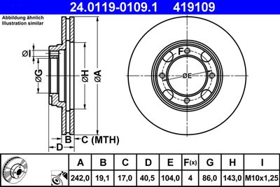 Brake Disc ATE 24.0119-0109.1