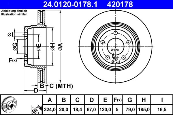 ATE 24.0120-0178.1 Brake Disc