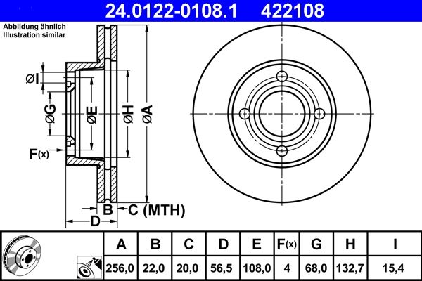 ATE 24.0122-0108.1 Brake Disc