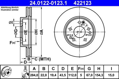 Brake Disc ATE 24.0122-0123.1
