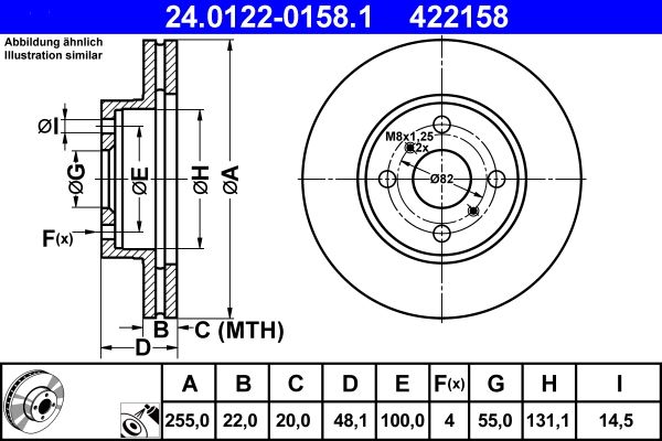 ATE 24.0122-0158.1 Brake Disc