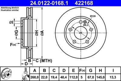 Brake Disc ATE 24.0122-0168.1