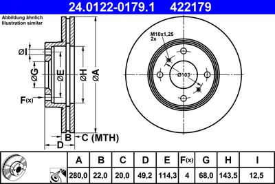 Brake Disc ATE 24.0122-0179.1