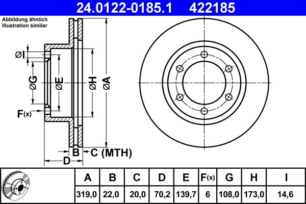 ATE 24.0122-0185.1 Brake Disc