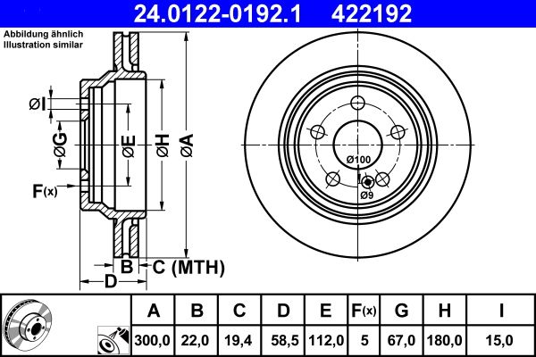 ATE 24.0122-0192.1 Brake Disc