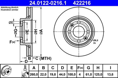 Brake Disc ATE 24.0122-0216.1