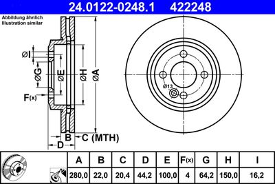 Brake Disc ATE 24.0122-0248.1