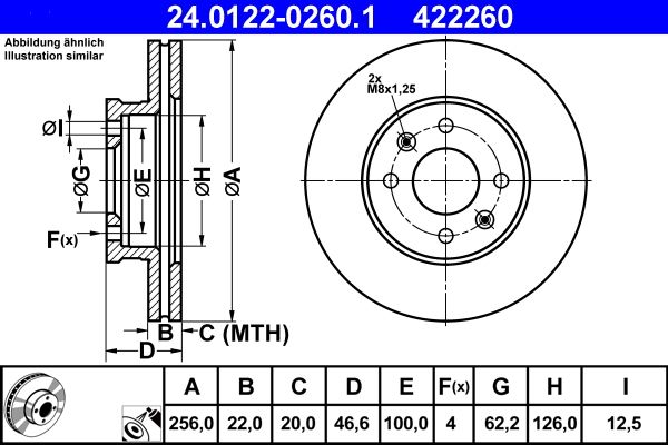 ATE 24.0122-0260.1 Brake Disc