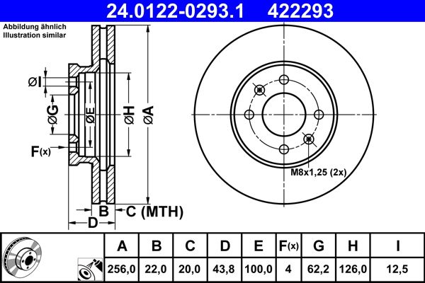 ATE 24.0122-0293.1 Brake Disc