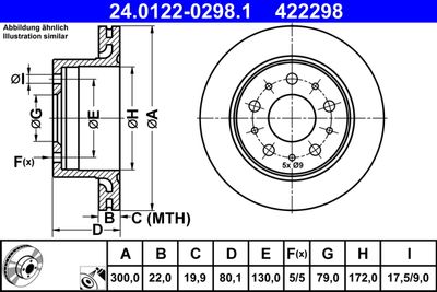 Brake Disc ATE 24.0122-0298.1