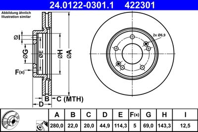 Brake Disc ATE 24.0122-0301.1