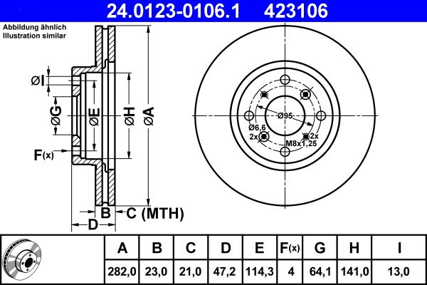 ATE 24.0123-0106.1 Brake Disc