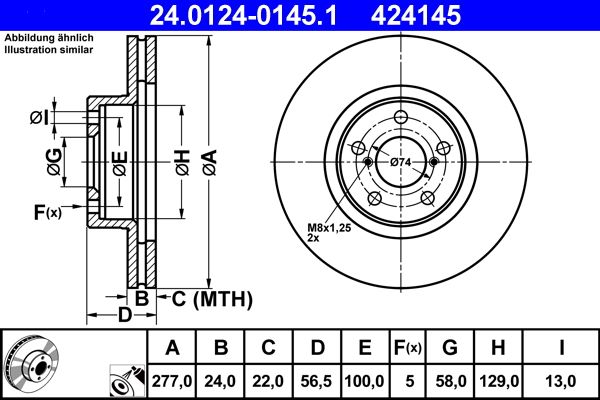 ATE 24.0124-0145.1 Brake Disc
