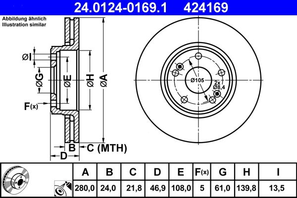 ATE 24.0124-0169.1 Brake Disc