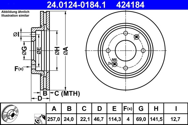 ATE 24.0124-0184.1 Brake Disc