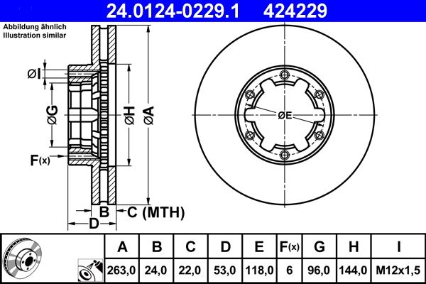 ATE 24.0124-0229.1 Brake Disc