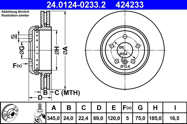 ATE 24.0124-0233.2 Brake Disc