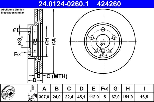 ATE 24.0124-0260.1 Brake Disc