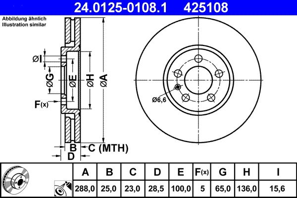 ATE 24.0125-0108.1 Brake Disc
